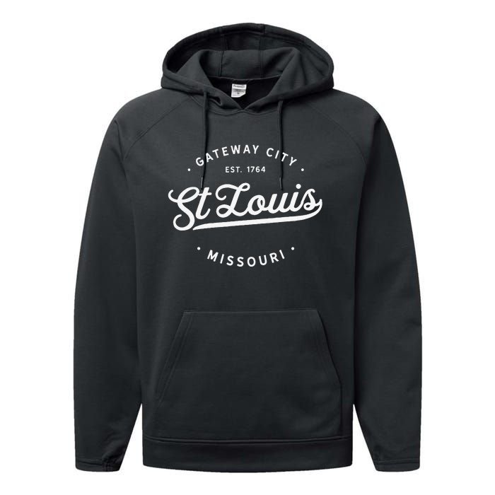 Classic Retro Vintage St Louis Missouri Usa Novelty Souvenir Performance Fleece Hoodie