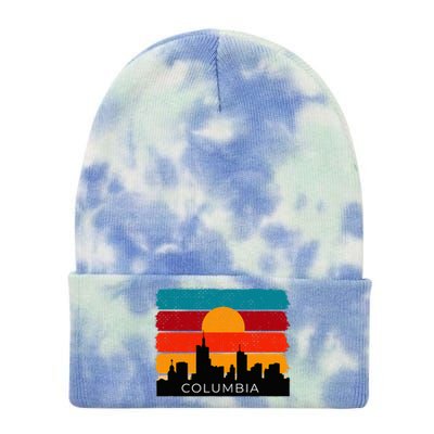 Columbia Retro Vintage American Usa Distressed Tie Dye 12in Knit Beanie