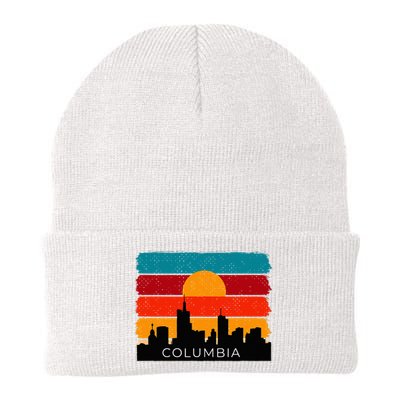 Columbia Retro Vintage American Usa Distressed Knit Cap Winter Beanie