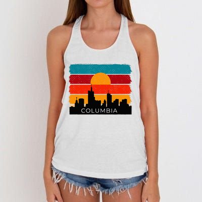 Columbia Retro Vintage American Usa Distressed Women's Knotted Racerback Tank