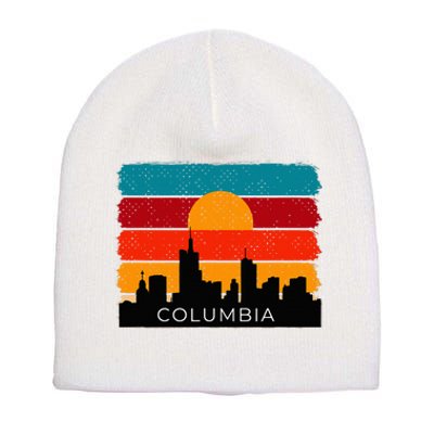 Columbia Retro Vintage American Usa Distressed Short Acrylic Beanie