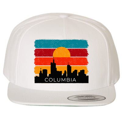 Columbia Retro Vintage American Usa Distressed Wool Snapback Cap