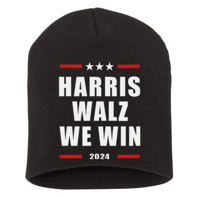 Classic Retro Vote For Harris Walz We Win 2024 Election Short Acrylic Beanie