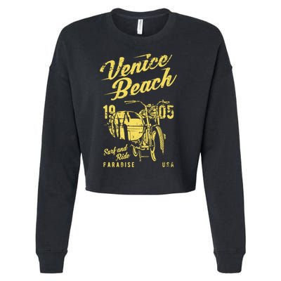 California Retro Vintage Distressed Design Cropped Pullover Crew