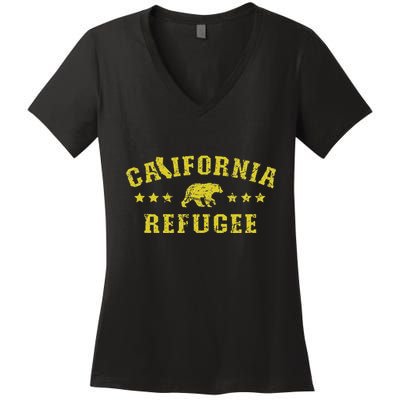 California Refugee Vintage Distressed Political Meme Women's V-Neck T-Shirt