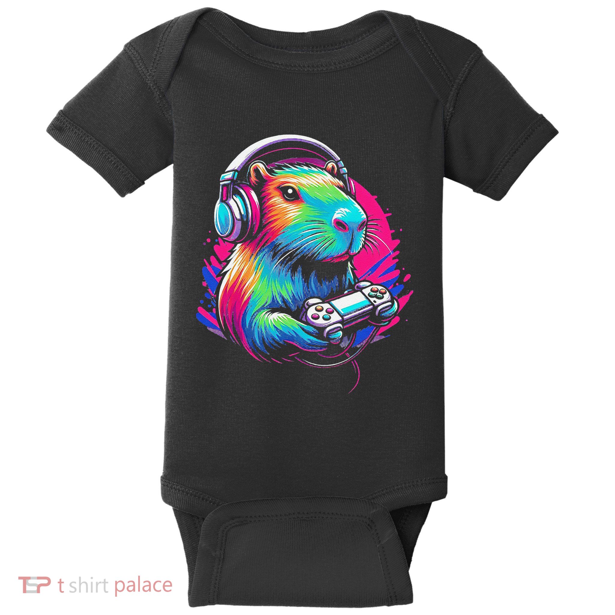 Capybara Rodent & Video Games Controller Baby Bodysuit
