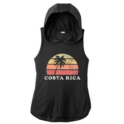 Costa Rica Vintage 70s Retro Throwback Design Ladies PosiCharge Tri-Blend Wicking Draft Hoodie Tank