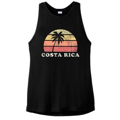 Costa Rica Vintage 70s Retro Throwback Design Ladies PosiCharge Tri-Blend Wicking Tank