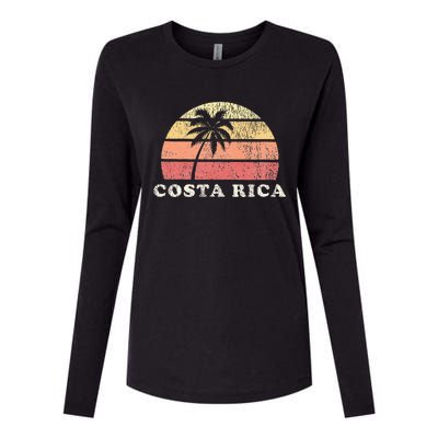 Costa Rica Vintage 70s Retro Throwback Design Womens Cotton Relaxed Long Sleeve T-Shirt