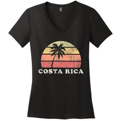 Costa Rica Vintage 70s Retro Throwback Design Women's V-Neck T-Shirt