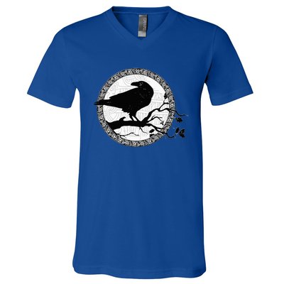 Celtic Raven Viking Wisdom Tattoo Art V-Neck T-Shirt