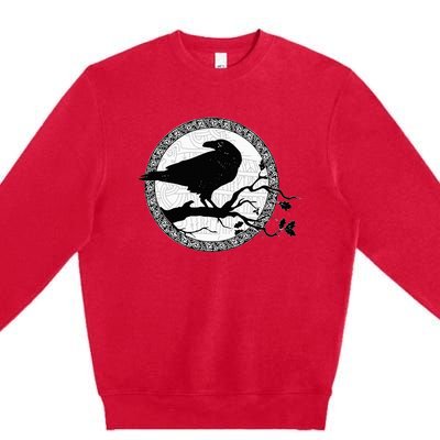 Celtic Raven Viking Wisdom Tattoo Art Premium Crewneck Sweatshirt