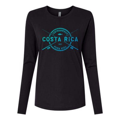 Costa Rica Vintage Crossed Fishing Rods Great Gift Womens Cotton Relaxed Long Sleeve T-Shirt