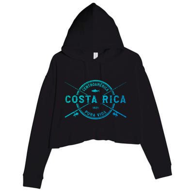 Costa Rica Vintage Crossed Fishing Rods Great Gift Crop Fleece Hoodie