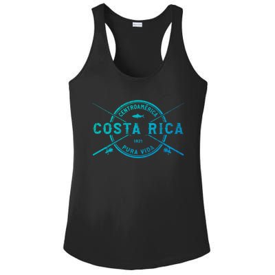 Costa Rica Vintage Crossed Fishing Rods Great Gift Ladies PosiCharge Competitor Racerback Tank