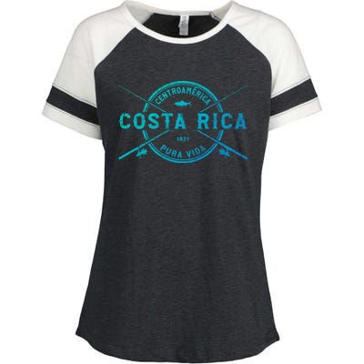 Costa Rica Vintage Crossed Fishing Rods Great Gift Enza Ladies Jersey Colorblock Tee