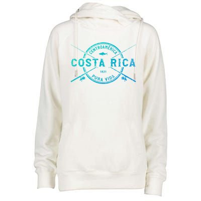 Costa Rica Vintage Crossed Fishing Rods Great Gift Womens Funnel Neck Pullover Hood