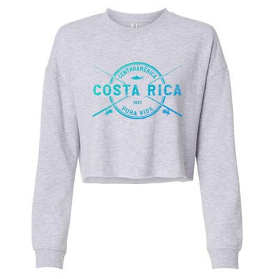 Costa Rica Vintage Crossed Fishing Rods Great Gift Cropped Pullover Crew