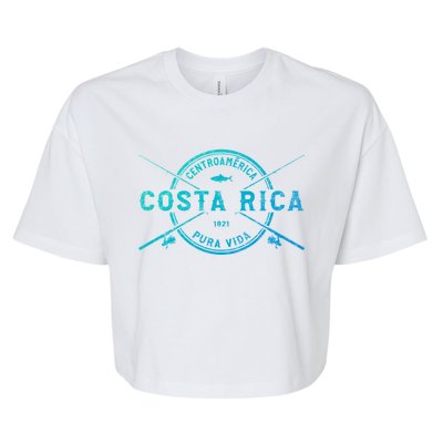 Costa Rica Vintage Crossed Fishing Rods Great Gift Bella+Canvas Jersey Crop Tee