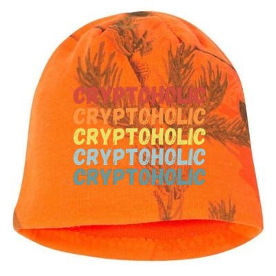 Cryptoholic, Retro Vintage Crypto, Funny Cryptocurrency, Bitcoin, HODL Kati - Camo Knit Beanie