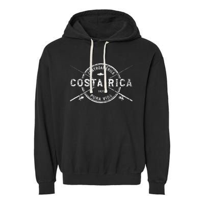 Costa Rica Vintage Crossed Fishing Rods Garment-Dyed Fleece Hoodie