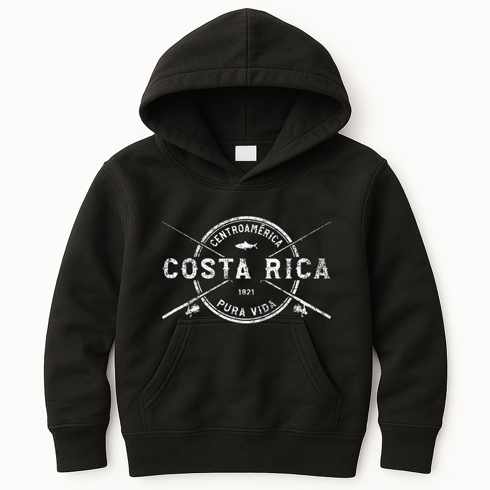 Costa Rica Vintage Crossed Fishing Rods Kids Hoodie