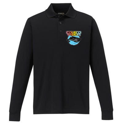 Colecovision Retro Vintage Video Game Gamer Performance Long Sleeve Polo