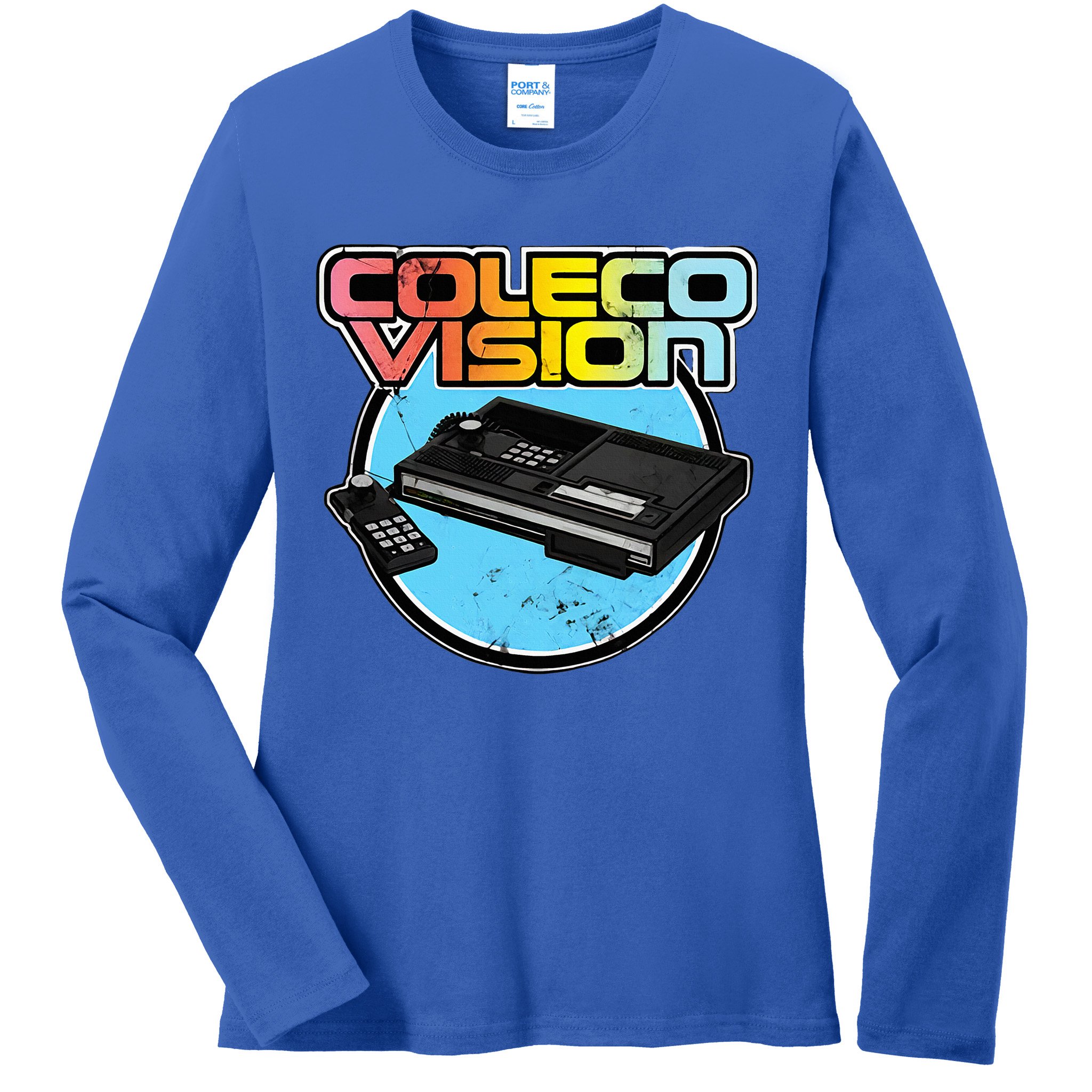 Colecovision Retro Vintage Video Game Gamer Ladies Long Sleeve Shirt