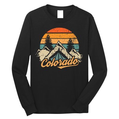 Colorado Retro Vintage Mountains Nature Hiking Camping Long Sleeve Shirt