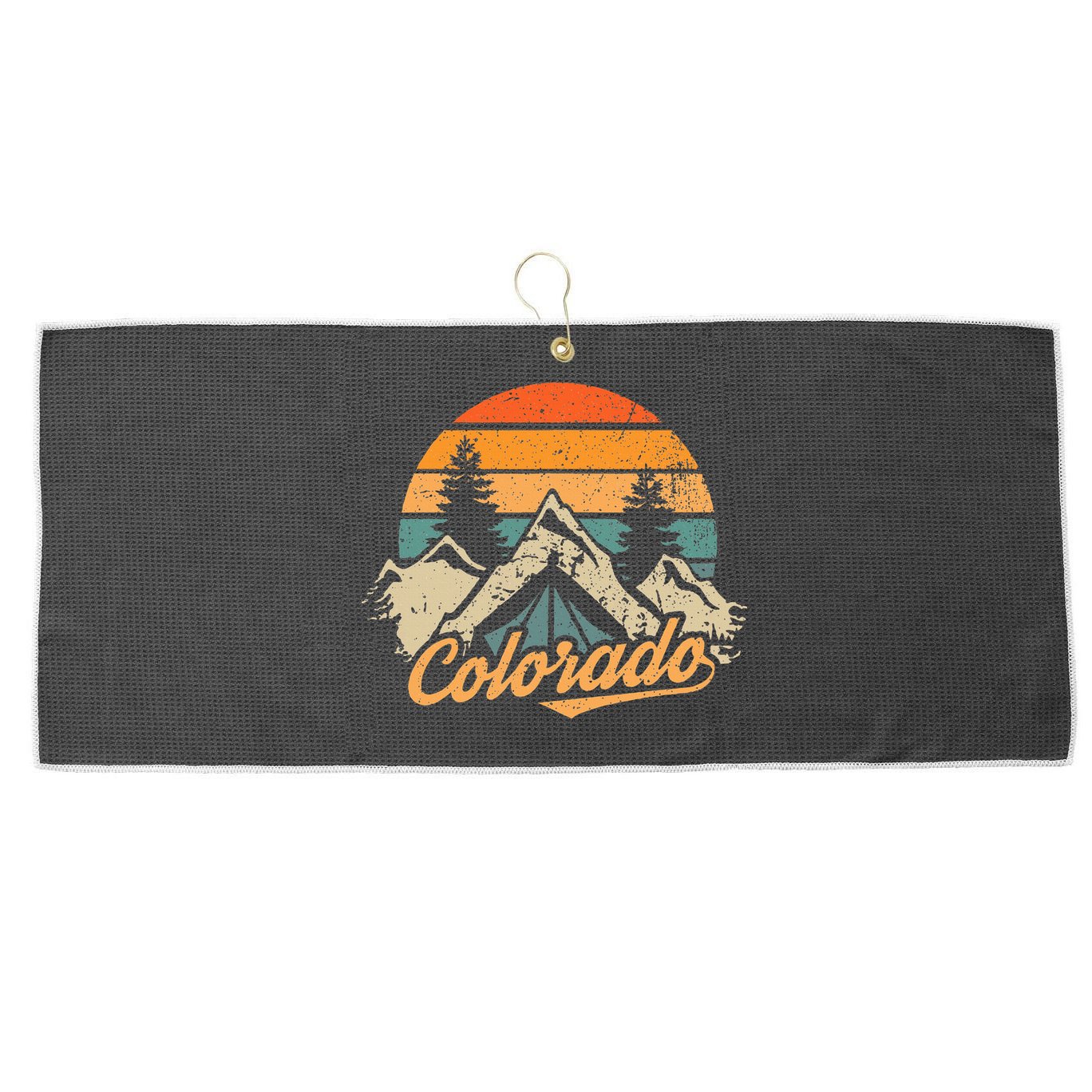 Colorado Retro Vintage Mountains Nature Hiking Camping Large Microfiber Waffle Golf Towel