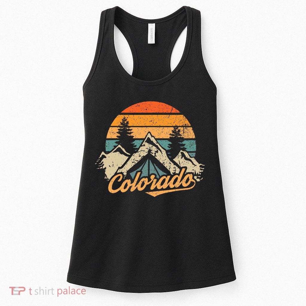 Colorado Retro Vintage Mountains Nature Hiking Camping Womens Tank Top