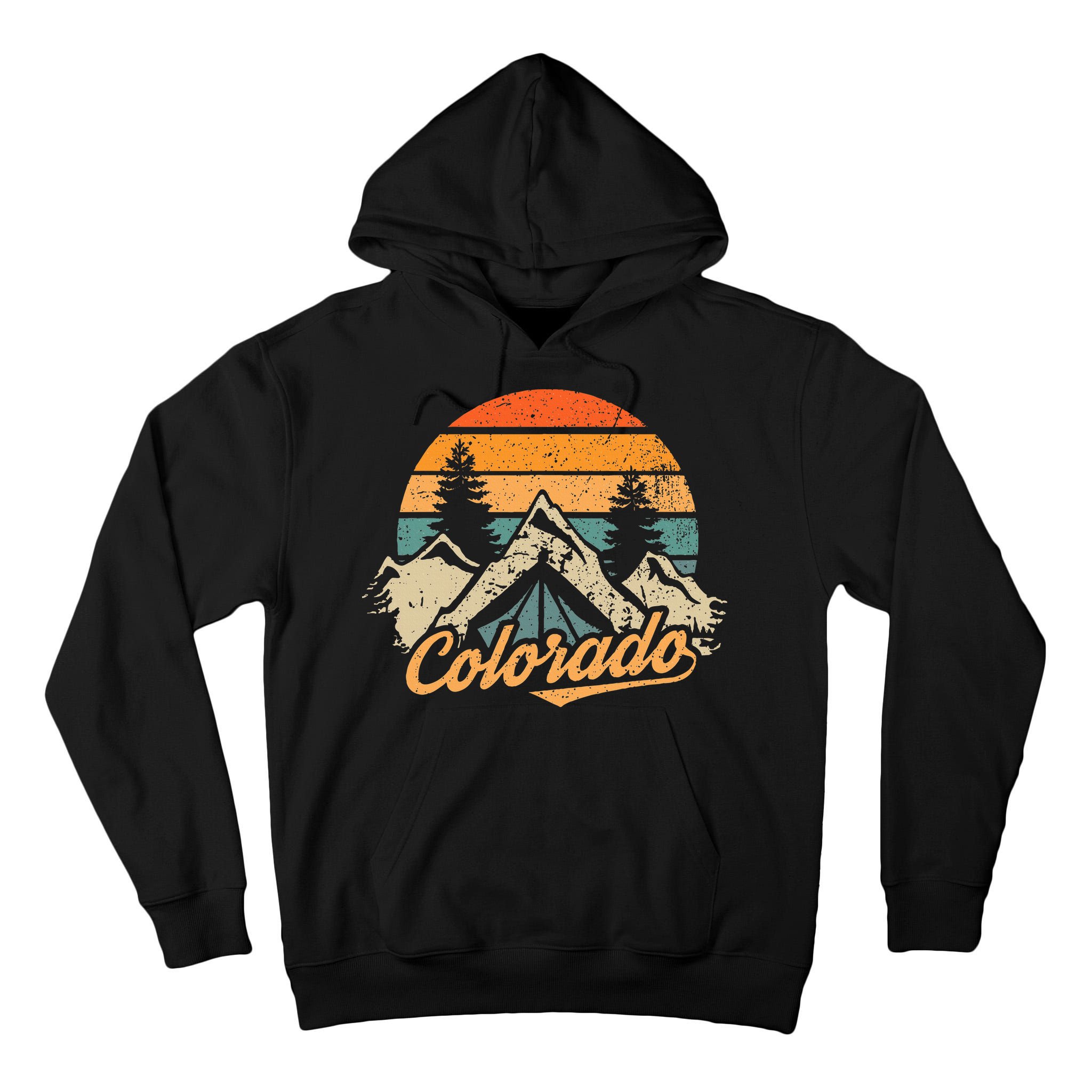 Colorado Retro Vintage Mountains Nature Hiking Camping Tall Hoodie
