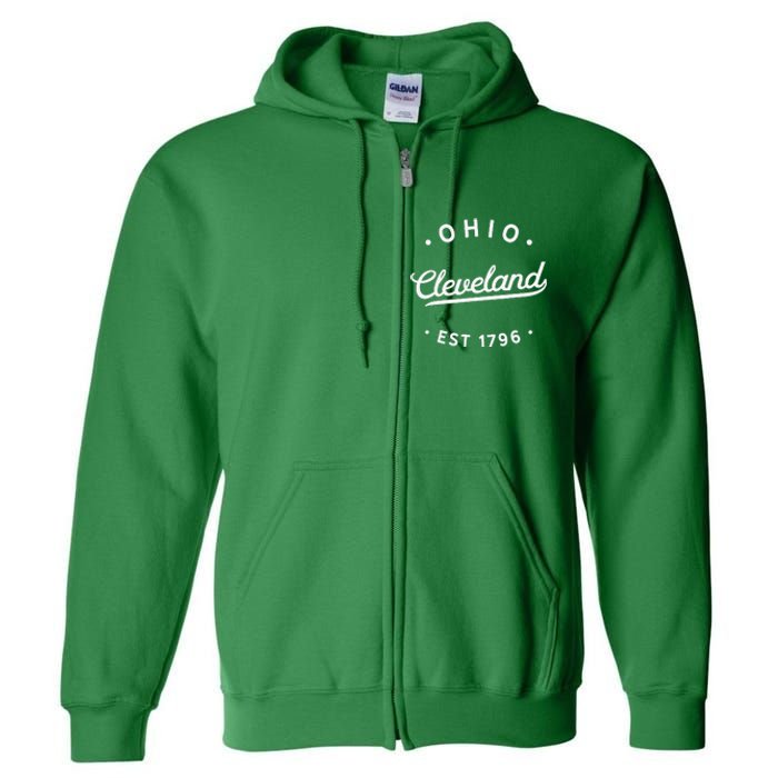 Classic Retro Vintage Cleveland Ohio 1796 Usa Full Zip Hoodie