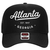 Classic Retro Vintage Atlanta Georgia Usa Atl 1847 High Crown Mesh Back Trucker Hat