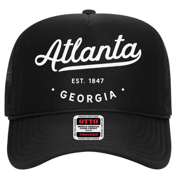 Classic Retro Vintage Atlanta Georgia Usa Atl 1847 High Crown Mesh Back Trucker Hat