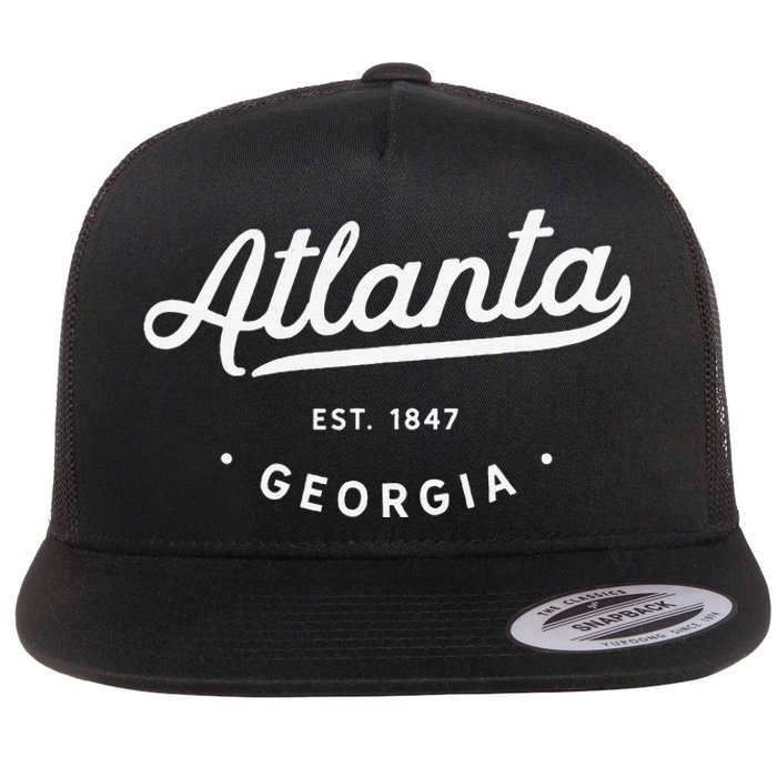 Classic Retro Vintage Atlanta Georgia Usa Atl 1847 Flat Bill Trucker Hat