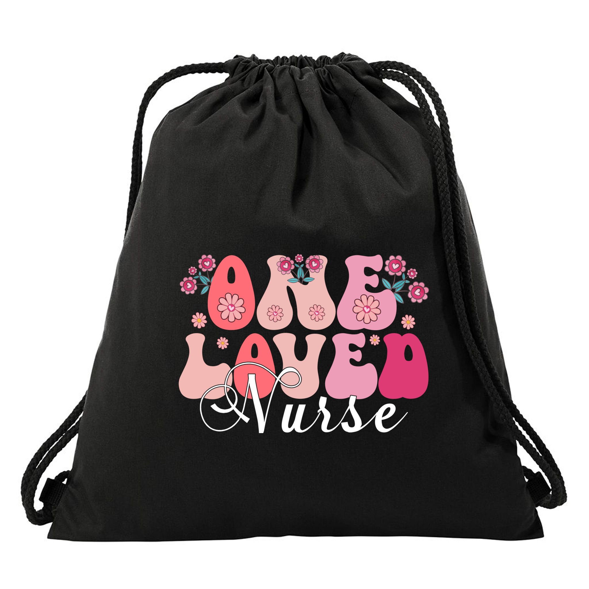 Cute Retro Valentine One Loved Nurse Drawstring Bag