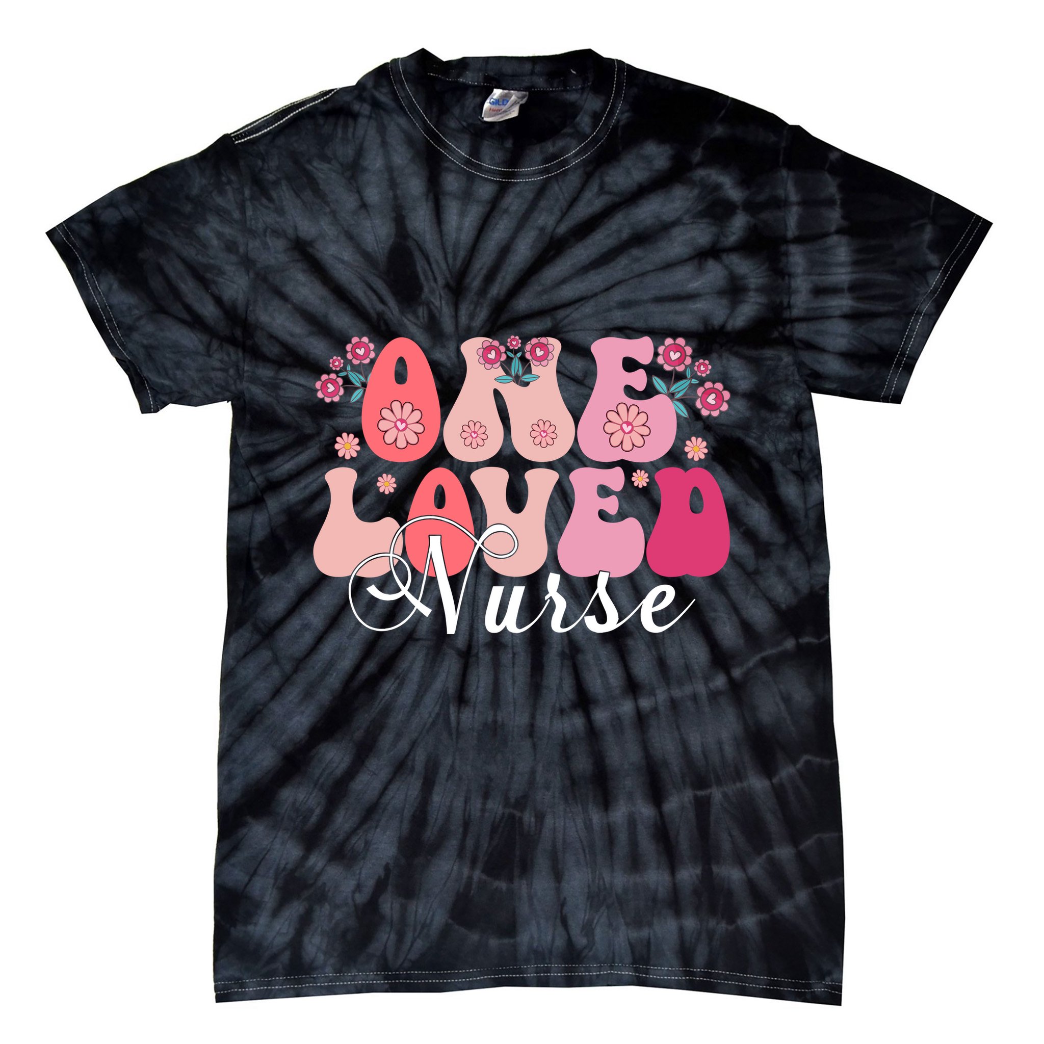 Cute Retro Valentine One Loved Nurse Tie-Dye T-Shirt