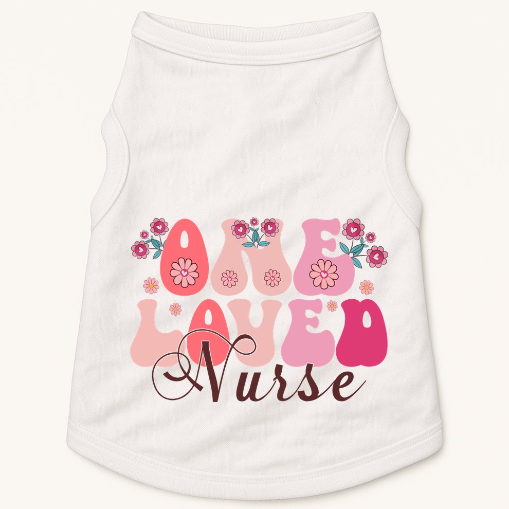 Cute Retro Valentine One Loved Nurse Doggie Tank