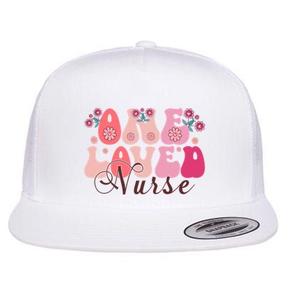 Cute Retro Valentine One Loved Nurse Flatbill Hat