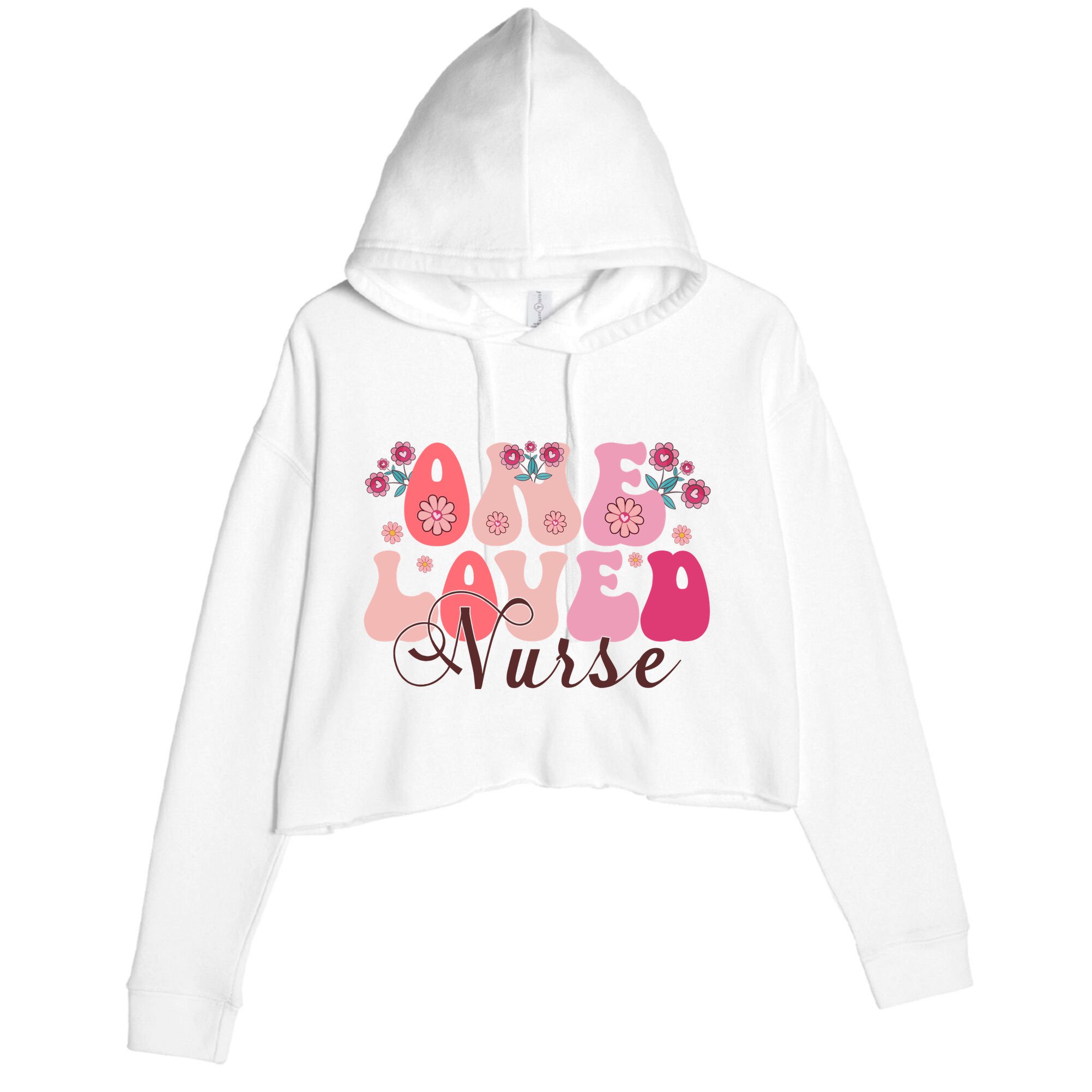 Cute Retro Valentine One Loved Nurse Crop Fleece Hoodie