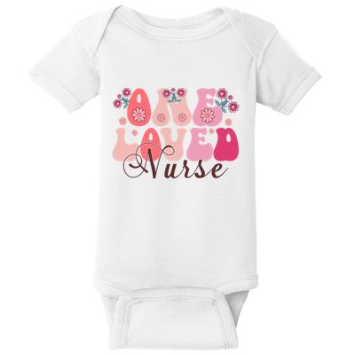 Cute Retro Valentine One Loved Nurse Baby Bodysuit