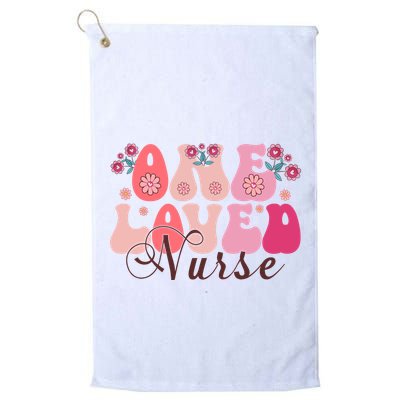 Cute Retro Valentine One Loved Nurse Golf Towel