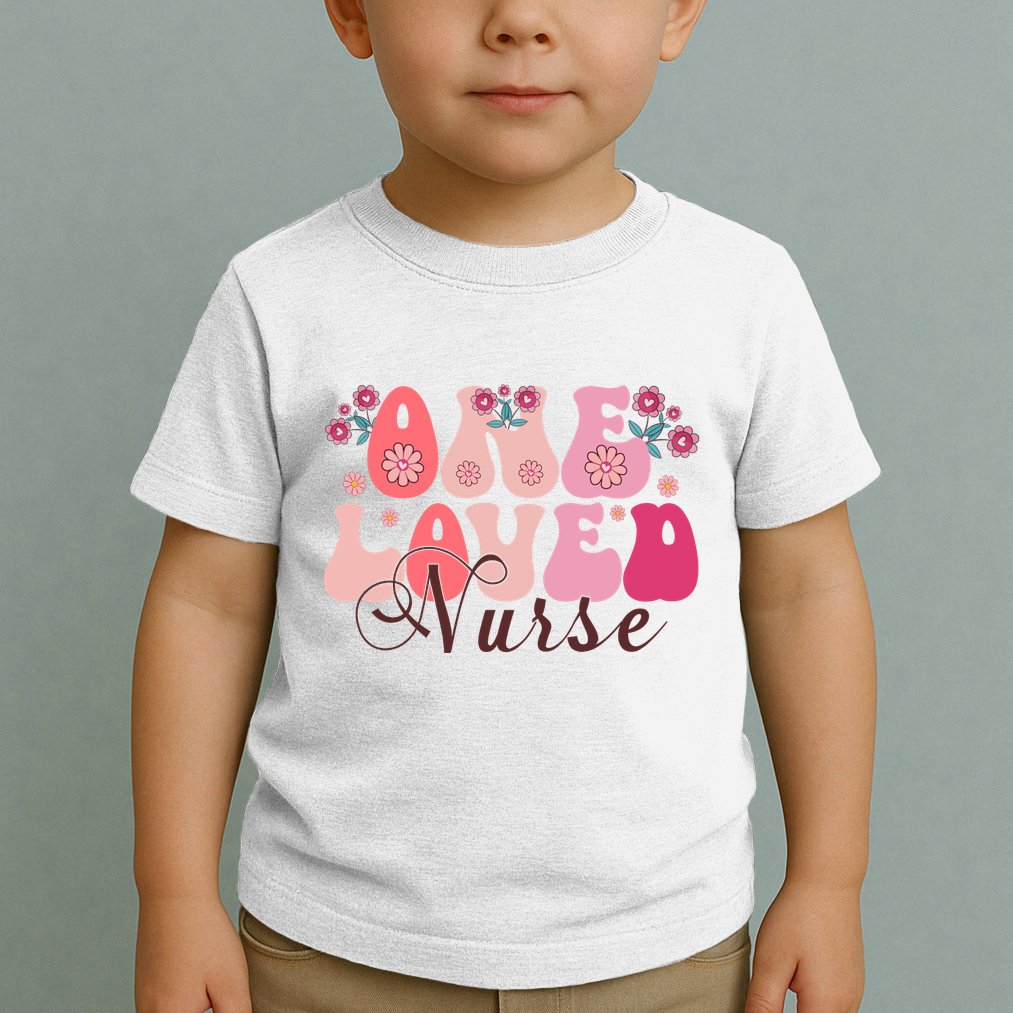 Cute Retro Valentine One Loved Nurse Toddler T-Shirt