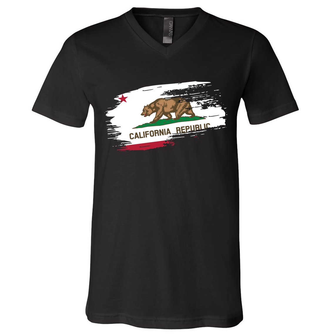California Republic Vintage Torn Flag V-Neck T-Shirt