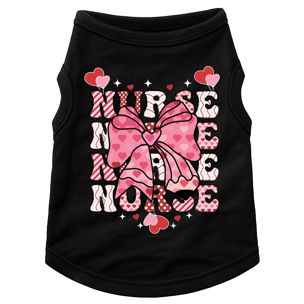 Cute Retro Valentines Day Nurse Heart Ribbon Doggie Tank