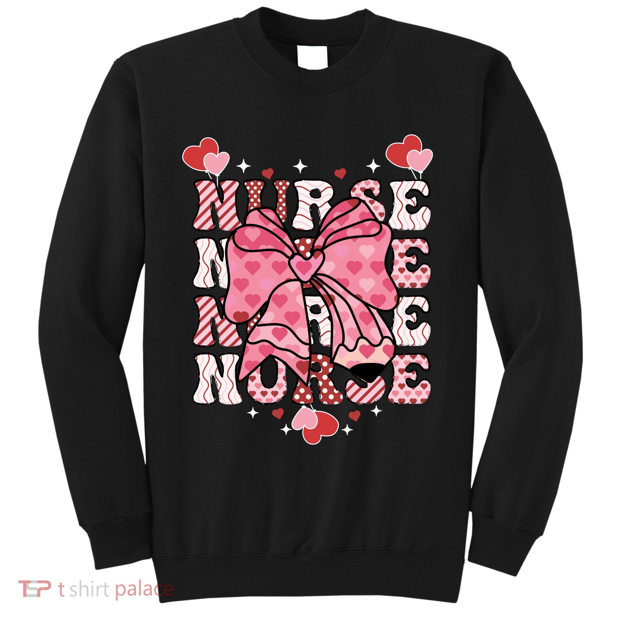 Cute Retro Valentines Day Nurse Heart Ribbon Sweatshirt