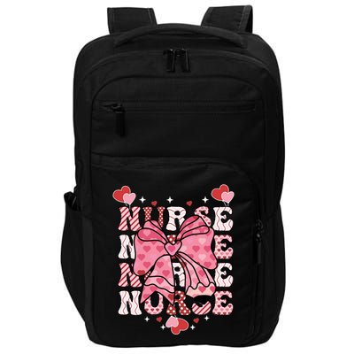 Cute Retro Valentines Day Nurse Heart Ribbon Impact Tech Backpack
