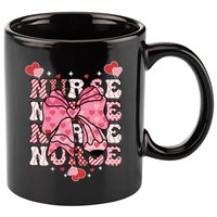 Cute Retro Valentines Day Nurse Heart Ribbon 11oz C Handle Ceramic Mug
