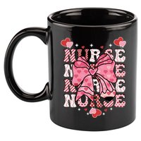 Cute Retro Valentines Day Nurse Heart Ribbon 11oz C Handle Ceramic Mug